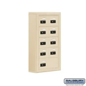 SALSBURY INDUSTRIES 19055-09SSC Cell Phone Storage Locker, 17.5 x 31 x 6.25 Inch Size, 5 Door High, Sandstone | CE7FHZ