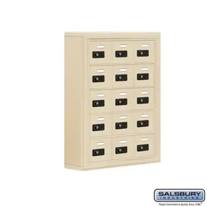 SALSBURY INDUSTRIES 19055-15SSC Cell Phone Storage Locker, 24 x 31 x 6.25 Inch Size, 5 Door High, Sandstone | CE7FGG