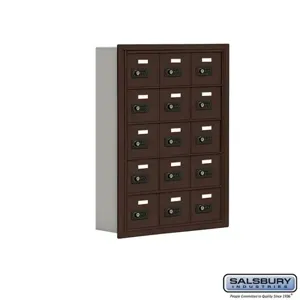 SALSBURY INDUSTRIES 19055-15ZRC Cell Phone Storage Locker, 22.75 x 29.75 x 5.75 Inch Size, 5 Door High, Bronze | CE7FGA