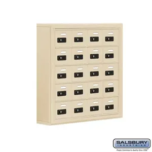 SALSBURY INDUSTRIES 19055-20SSC Cell Phone Storage Locker, 30.5 x 31 x 6.25 Inch Size, 5 Door High, Sandstone | CE7FGW