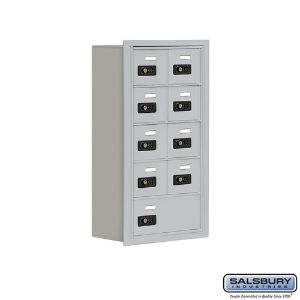 SALSBURY INDUSTRIES 19058-09ARC Cell Phone Storage Locker, 16.25 x 29.75 x 8.75 Inch Size, 5 Door High, Aluminium | CE7FKQ