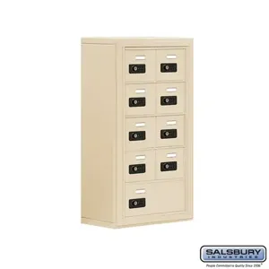 SALSBURY INDUSTRIES 19058-09SSC Cell Phone Storage Locker, 17.5 x 31 x 9.25 Inch Size, 5 Door High, Sandstone | CE7FLB