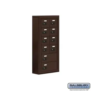 SALSBURY INDUSTRIES 19065-10ZSC Cell Phone Storage Locker, 17.5 x 36.5 x 6.25 Inch Size, 6 Door High, Bronze | CE7FND