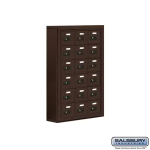 SALSBURY INDUSTRIES 19065-18ZSC Cell Phone Storage Locker, 24 x 36.5 x 6.25 Inch Size, 6 Door High, Bronze | CE7FMA