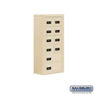 SALSBURY INDUSTRIES 19068-10SSC Cell Phone Storage Locker, 17.5 x 36.5 x 9.25 Inch Size, 6 Door High, Sandstone | CE7FQP