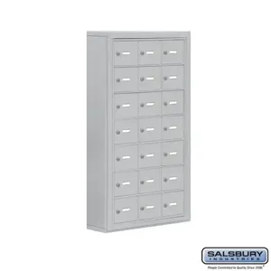 SALSBURY INDUSTRIES 19075-21ASK Cell Phone Storage Locker, 24 x 42 x 6.25 Inch Size, 7 Door High, Aluminium | CE7FRX