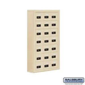 SALSBURY INDUSTRIES 19075-21SSC Cell Phone Storage Locker, 24 x 42 x 6.25 Inch Size, 7 Door High, Sandstone | CE7FTG