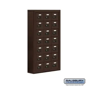 SALSBURY INDUSTRIES 19075-21ZSC Cell Phone Storage Locker, 24 x 42 x 6.25 Inch Size, 7 Door High, Bronze | CE7FTC