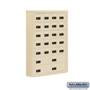 SALSBURY INDUSTRIES 19075-24SSC Cell Phone Storage Locker, 30.5 x 42 x 6.25 Inch Size, 7 Door High, Sandstone | CE7FRT