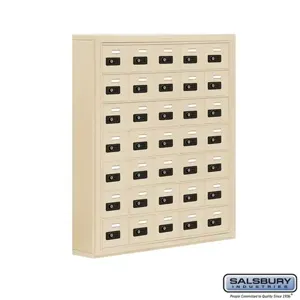 SALSBURY INDUSTRIES 19075-35SSC Cell Phone Storage Locker, 37 x 42 x 6.25 Inch Size, 7 Door High, Sandstone | CE7FTW