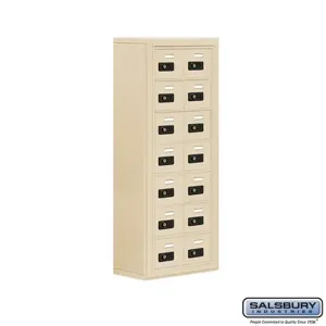 SALSBURY INDUSTRIES 19078-14SSC Cell Phone Storage Locker, 17.5 x 42 x 9.25 Inch Size, 7 Door High, Sandstone | CE7FUK