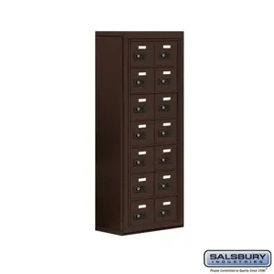 SALSBURY INDUSTRIES 19078-14ZSC Cell Phone Storage Locker, 17.5 x 42 x 9.25 Inch Size, 7 Door High, Bronze | CE7FUF