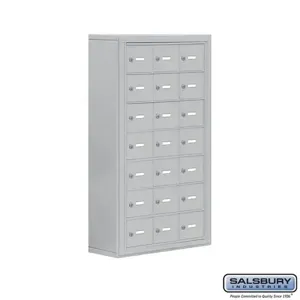 SALSBURY INDUSTRIES 19078-21ASK Cell Phone Storage Locker, 24 x 42 x 9.25 Inch Size, 7 Door High, Aluminium | CE7FVD