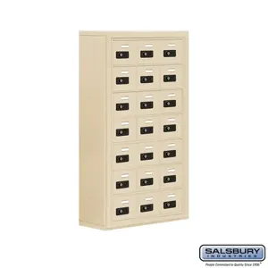 SALSBURY INDUSTRIES 19078-21SSC Cell Phone Storage Locker, 24 x 42 x 9.25 Inch Size, 7 Door High, Sandstone | CE7FVN