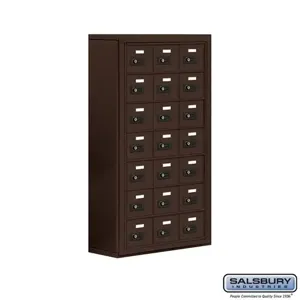 SALSBURY INDUSTRIES 19078-21ZSC Cell Phone Storage Locker, 24 x 42 x 9.25 Inch Size, 7 Door High, Bronze | CE7FVJ