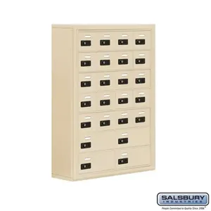 SALSBURY INDUSTRIES 19078-24SSC Cell Phone Storage Locker, 30.5 x 42 x 9.25 Inch Size, 7 Door High, Sandstone | CE7FUZ