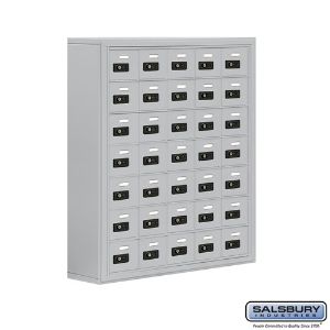 SALSBURY INDUSTRIES 19078-35ASC Cell Phone Storage Locker, 37 x 42 x 9.25 Inch Size, 7 Door High, Aluminium | CE7FVU