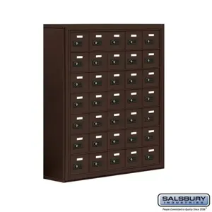 SALSBURY INDUSTRIES 19078-35ZSC Cell Phone Storage Locker, 37 x 42 x 9.25 Inch Size, 7 Door High, Bronze | CE7FVY