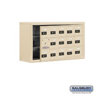 SALSBURY INDUSTRIES 19138-15SSC Cell Phone Storage Locker, 37 x 20 x 9.25 Inch Size, 3 Door High, Sandstone | CE7FYZ