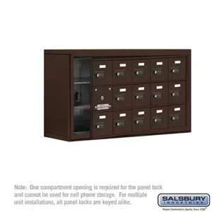 SALSBURY INDUSTRIES 19138-15ZSC Cell Phone Storage Locker, 37 x 20 x 9.25 Inch Size, 3 Door High, Bronze | CE7FYU