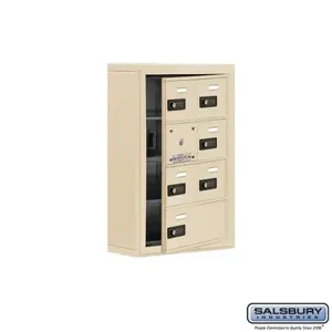 SALSBURY INDUSTRIES 19145-07SSC Cell Phone Storage Locker, 17.5 x 25.5 x 6.25 Inch Size, 4 Door High, Sandstone | CE7GCY