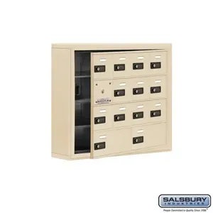 SALSBURY INDUSTRIES 19145-14SSC Cell Phone Storage Locker, 30.5 x 25.5 x 6.25 Inch Size, 4 Door High, Sandstone | CE7GBV