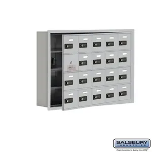 SALSBURY INDUSTRIES 19145-20ARC Cell Phone Storage Locker, 35.75 x 24.25 x 5.75 Inch Size, 4 Door High, Aluminium | CE7GBX