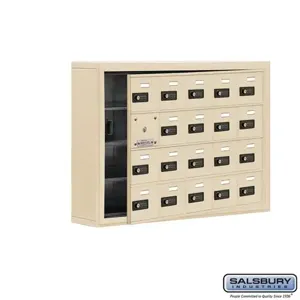 SALSBURY INDUSTRIES 19145-20SSC Cell Phone Storage Locker, 37 x 25.5 x 6.25 Inch Size, 4 Door High, Sandstone | CE7GCJ