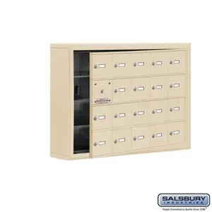 SALSBURY INDUSTRIES 19145-20SSK Cell Phone Storage Locker, 37 x 25.5 x 6.25 Inch Size, 4 Door High, Sandstone | CE7GCH