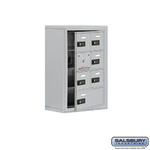 SALSBURY INDUSTRIES 19148-07ASC Cell Phone Storage Locker, 17.5 x 25.5 x 9.25 Inch Size, 4 Door High, Aluminium | CE7GEV