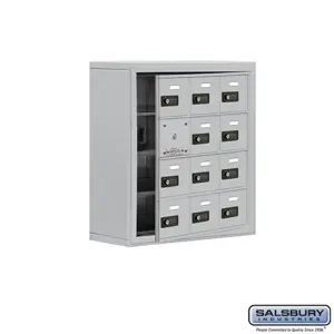 SALSBURY INDUSTRIES 19148-12ASC Cell Phone Storage Locker, 24 x 25.5 x 9.25 Inch Size, 4 Door High, Aluminium | CE7GDC