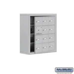 SALSBURY INDUSTRIES 19148-12ASK Cell Phone Storage Locker, 24 x 25.5 x 9.25 Inch Size, 4 Door High, Aluminium | CE7GDB