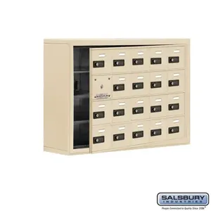 SALSBURY INDUSTRIES 19148-20SSC Cell Phone Storage Locker, 37 x 25.5 x 9.25 Inch Size, 4 Door High, Sandstone | CE7GEQ