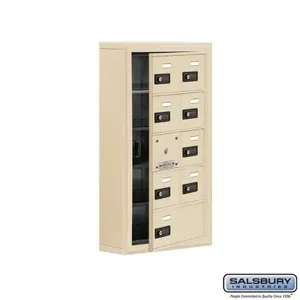 SALSBURY INDUSTRIES 19155-09SSC Cell Phone Storage Locker, 17.5 x 31 x 6.25 Inch Size, 5 Door High, Sandstone | CE7GJP