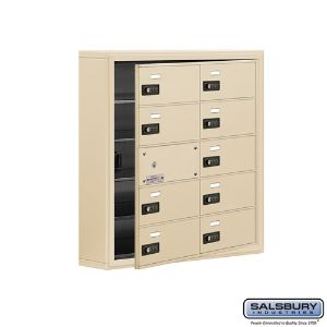 SALSBURY INDUSTRIES 19155-10SSC Cell Phone Storage Locker, 30.5 x 31 x 6.25 Inch Size, 5 Door High, Sandstone | CE7GFU