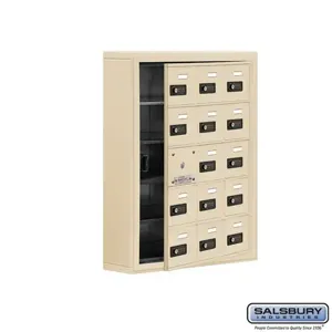 SALSBURY INDUSTRIES 19155-15SSC Cell Phone Storage Locker, 24 x 31 x 6.25 Inch Size, 5 Door High, Sandstone | CE7GGX