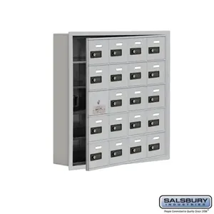 SALSBURY INDUSTRIES 19155-20ARC Cell Phone Storage Locker, 29.25 x 29.75 x 5.75 Inch Size, 5 Door High, Aluminium | CE7GGZ