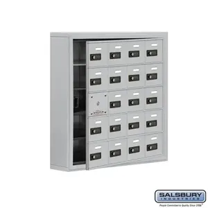 SALSBURY INDUSTRIES 19155-20ASC Cell Phone Storage Locker, 30.5 x 31 x 6.25 Inch Size, 5 Door High, Aluminium | CE7GHB