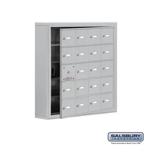 SALSBURY INDUSTRIES 19155-20ASK Cell Phone Storage Locker, 30.5 x 31 x 6.25 Inch Size, 5 Door High, Aluminium | CE7GHA