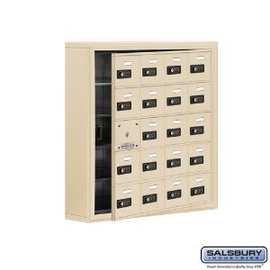 SALSBURY INDUSTRIES 19155-20SSC Cell Phone Storage Locker, 30.5 x 31 x 6.25 Inch Size, 5 Door High, Sandstone | CE7GHL