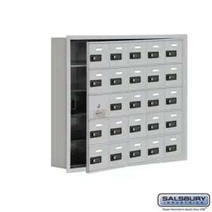 SALSBURY INDUSTRIES 19155-25ARC Cell Phone Storage Locker, 35.75 x 29.75 x 5.75 Inch Size, 5 Door High, Aluminium | CE7GHN