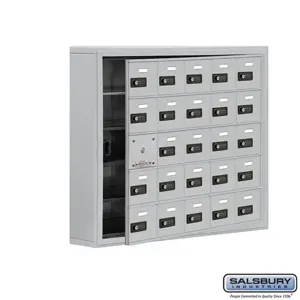 SALSBURY INDUSTRIES 19155-25ASC Cell Phone Storage Locker, 37 x 31 x 6.25 Inch Size, 5 Door High, Aluminium | CE7GHQ