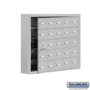 SALSBURY INDUSTRIES 19155-25ASK Cell Phone Storage Locker, 37 x 31 x 6.25 Inch Size, 5 Door High, Aluminium | CE7GHP