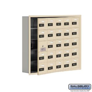 SALSBURY INDUSTRIES 19155-25SRC Cell Phone Storage Locker, 35.75 x 29.75 x 5.75 Inch Size, 5 Door High | CE7GHY