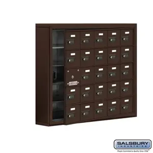 SALSBURY INDUSTRIES 19155-25ZSC Cell Phone Storage Locker, 37 x 31 x 6.25 Inch Size, 5 Door High, Bronze | CE7GHV