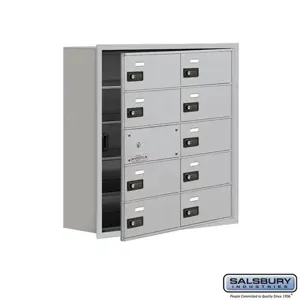 SALSBURY INDUSTRIES 19158-10ARC Cell Phone Storage Locker, 29.25 x 29.75 x 8.75 Inch Size, 5 Door High, Aluminium | CE7ENQ