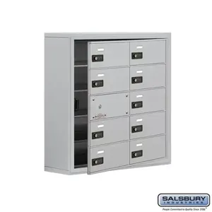 SALSBURY INDUSTRIES 19158-10ASC Cell Phone Storage Locker, 30.5 x 31 x 9.25 Inch Size, 5 Door High, Aluminium | CE7ENT