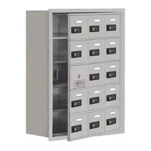 SALSBURY INDUSTRIES 19158-15ARC Cell Phone Storage Locker, 22.75 x 29.75 x 8.75 Inch Size, 5 Door High, Aluminium | CE7EPU