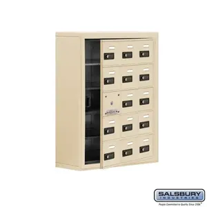 SALSBURY INDUSTRIES 19158-15SSC Cell Phone Storage Locker, 24 x 31 x 9.25 Inch Size, 5 Door High, Sandstone | CE7EQF