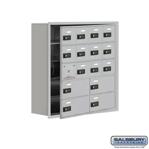 SALSBURY INDUSTRIES 19158-16ARC Cell Phone Storage Locker, 29.25 x 29.75 x 8.75 Inch Size, 5 Door High, Aluminium | CE7EPE